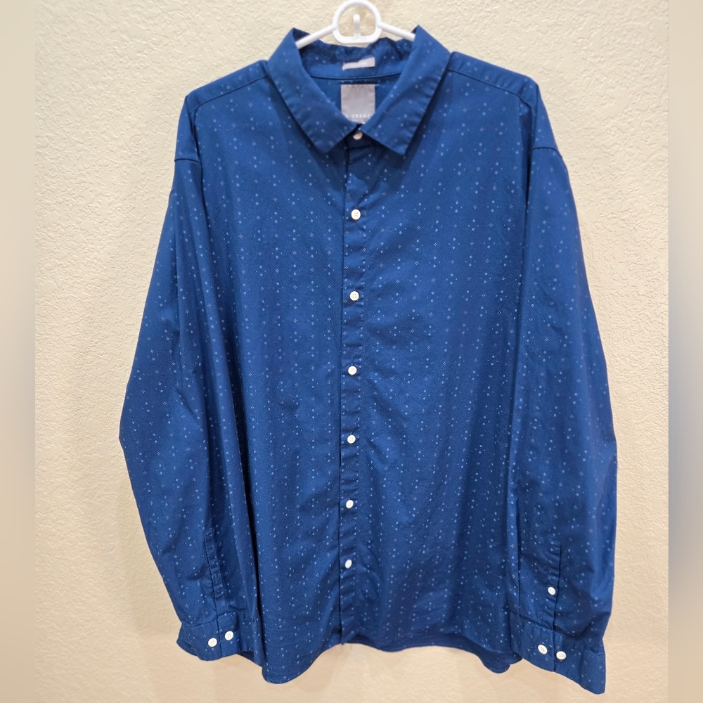 A Frame Blue Patterned Button Down Casual Dress Shirt XXL